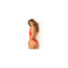 Body string rouge échancré en dentelle 